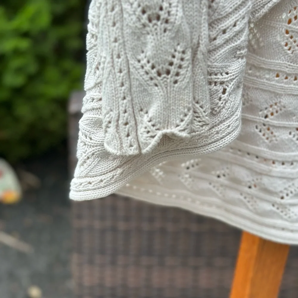 CAbi Cable Knit Cotton Cream Sweater - Picture 8 of 11